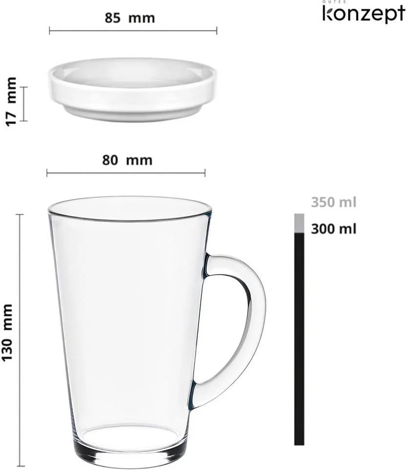KONZEPT Teeglas Mit Deckel 300 Ml Mit Henkel Glas Transparent - Bild 3