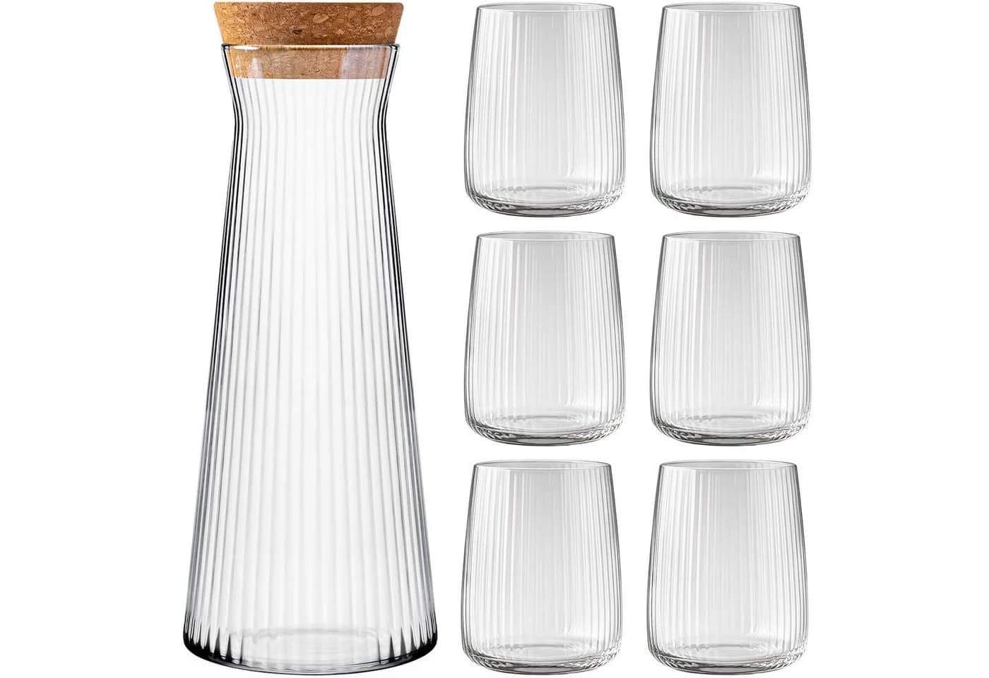 KONZEPT Wasserkaraffe 1L mit 6 Gläsern 320ml Glas Transparent - Bild 2