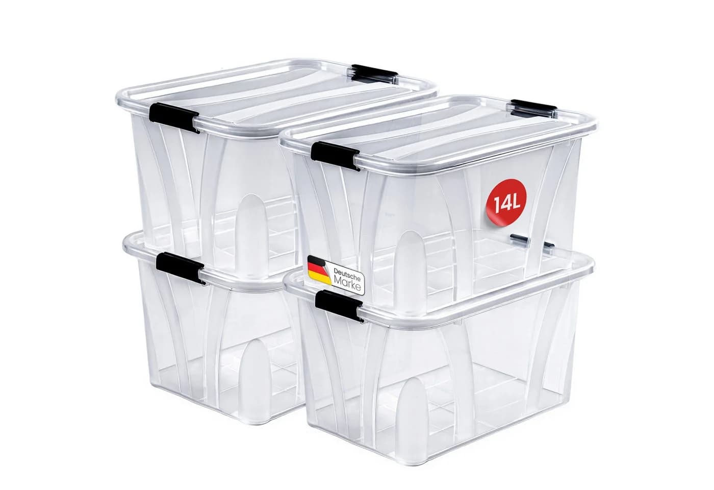 KONZEPT Aufbewahrungsbox Set 4 Stk. 7L/14L Transparent Stapelbar - Bild 2
