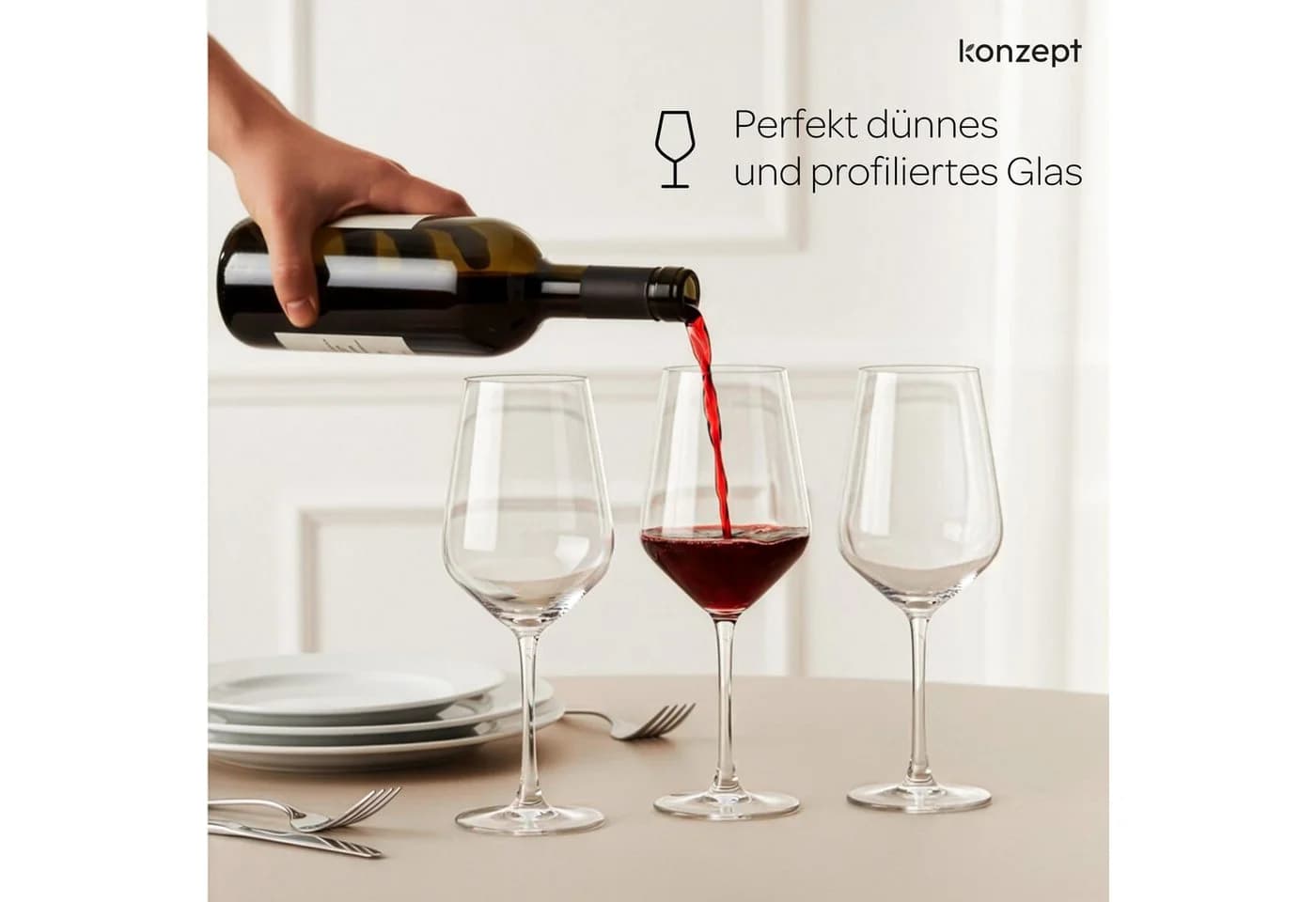 KONZEPT Weinglas 6er-Set Transparent Dünnwandig