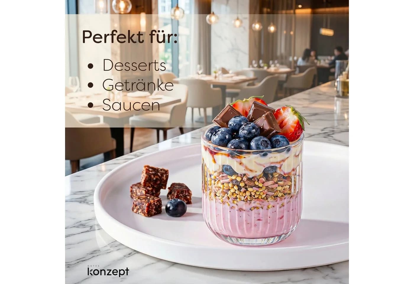 KONZEPT Dessertschale Set 6-tlg. 300 ml Geripptes Glas Transparent