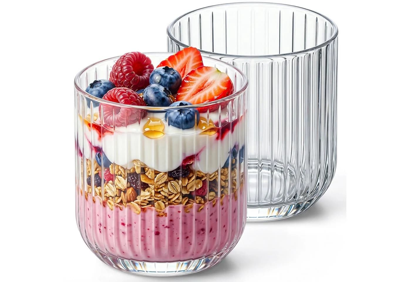 KONZEPT Dessertschale Set 6-tlg. 300 ml Geripptes Glas Transparent - Bild 2