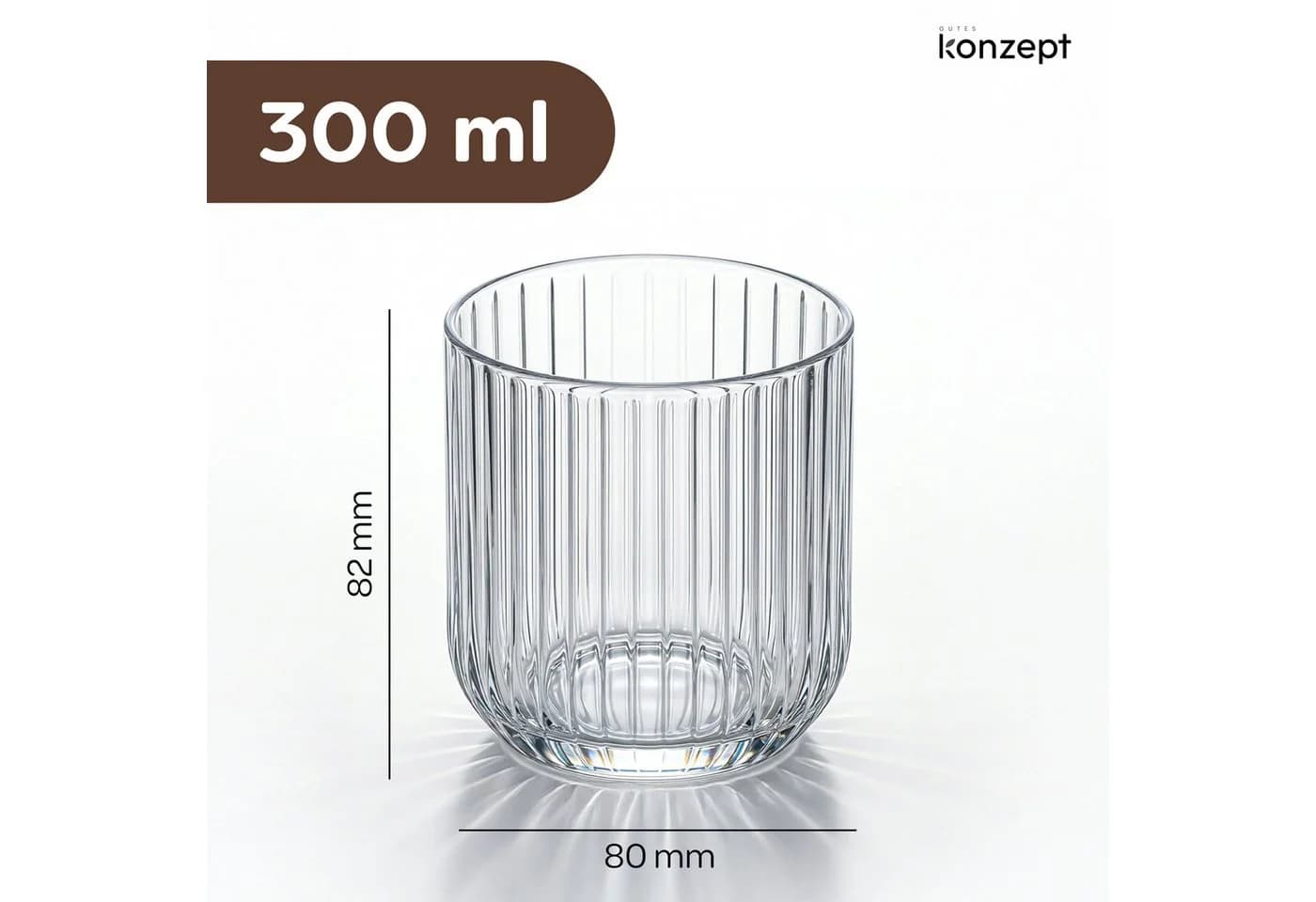 KONZEPT Dessertschale Set 6-tlg. 300 ml Geripptes Glas Transparent - Bild 3