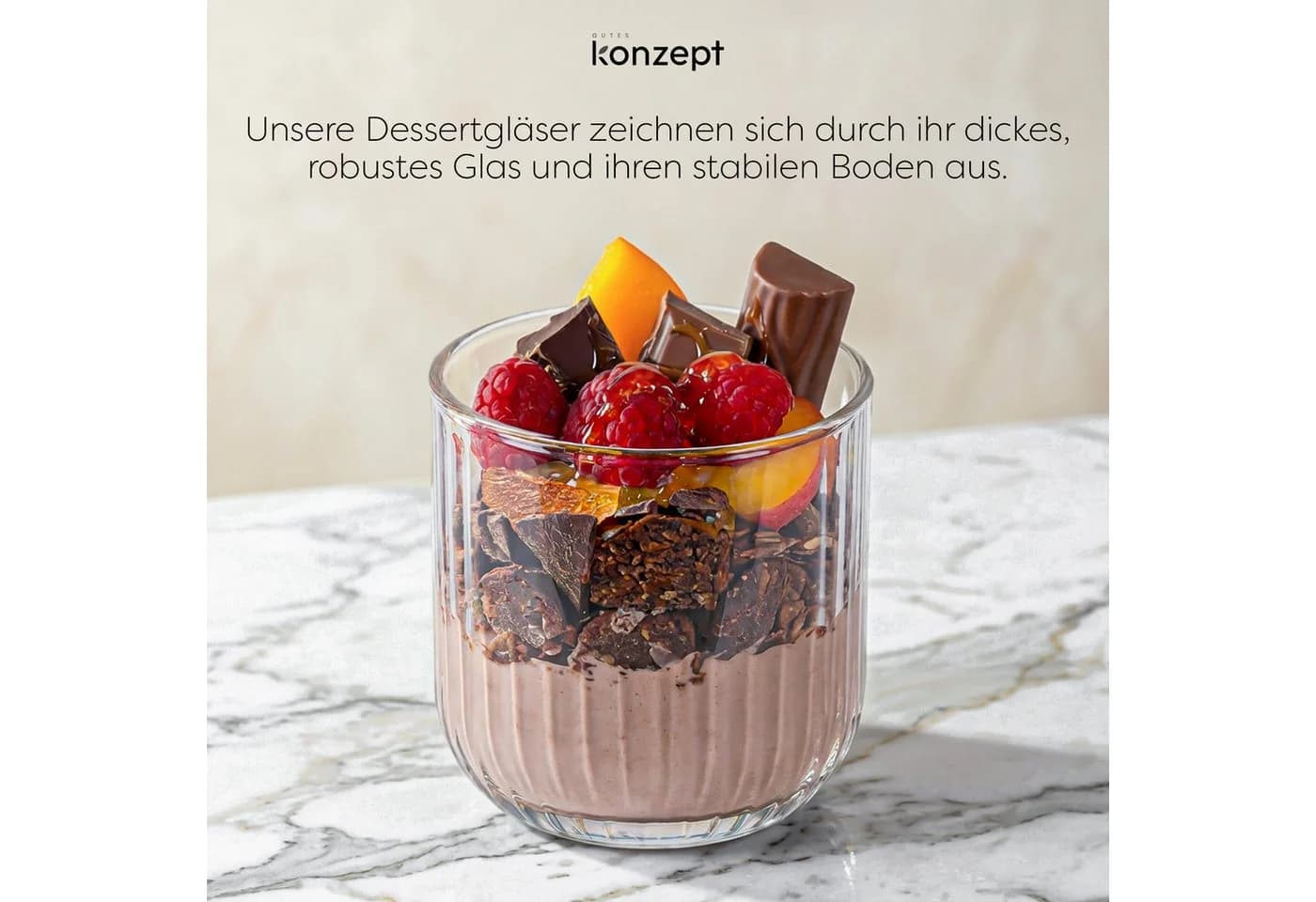 KONZEPT Dessertschale Set 6-tlg. 300 ml Geripptes Glas Transparent - Bild 5
