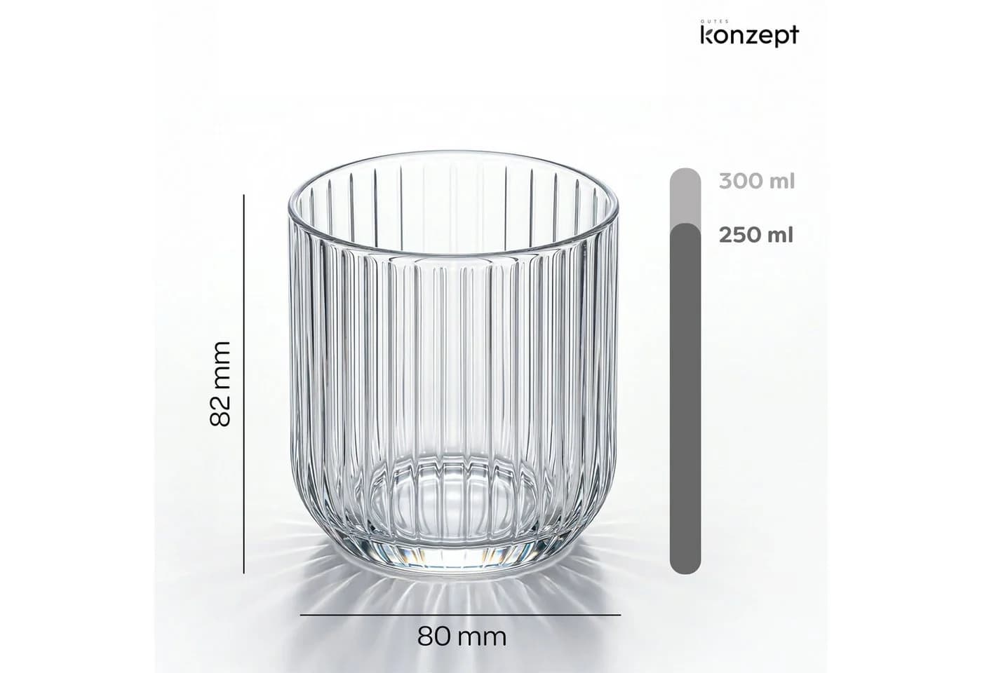 KONZEPT Gläser-Set Geriffelt 300ml Transparent - Bild 3