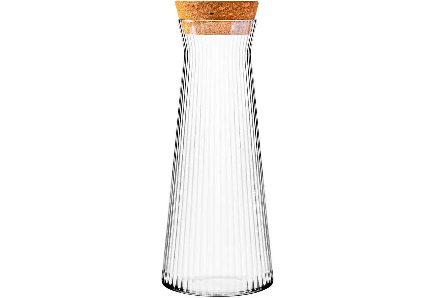 KONZEPT Wasserkaraffe 1 Liter Geriffeltes Glas Korkverschluss - Bild 2