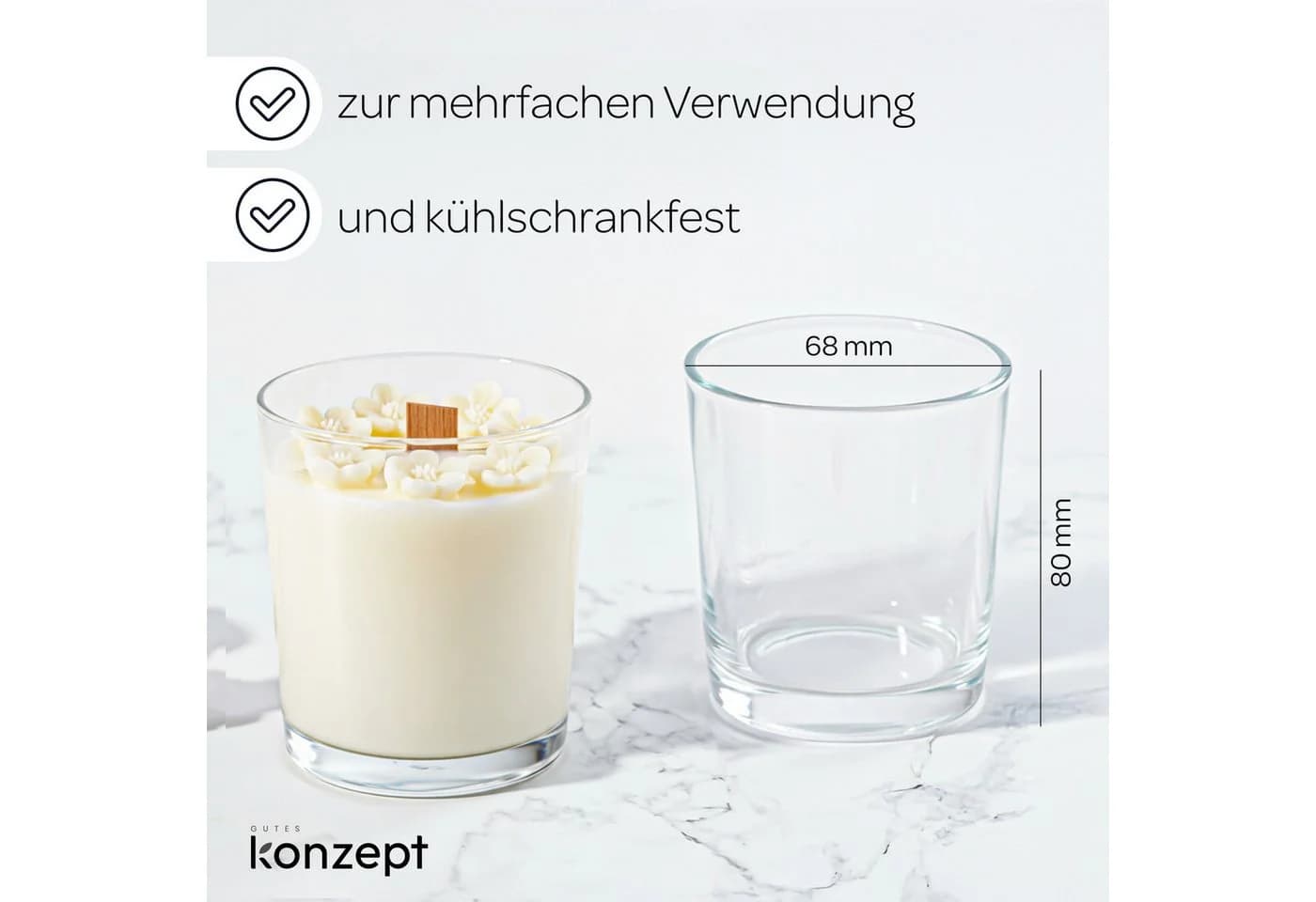 KONZEPT Teelichthalter 12er Set 180 ml Glas Zylindrisch - Bild 3