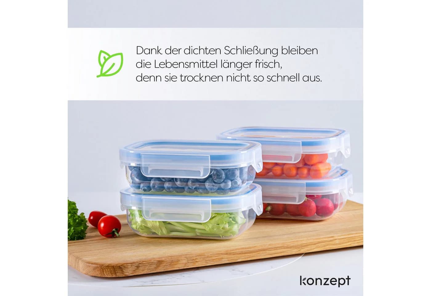 KONZEPT Frischhaltedose 600ml 6-tlg. Transparent BPA-frei Stapelbar