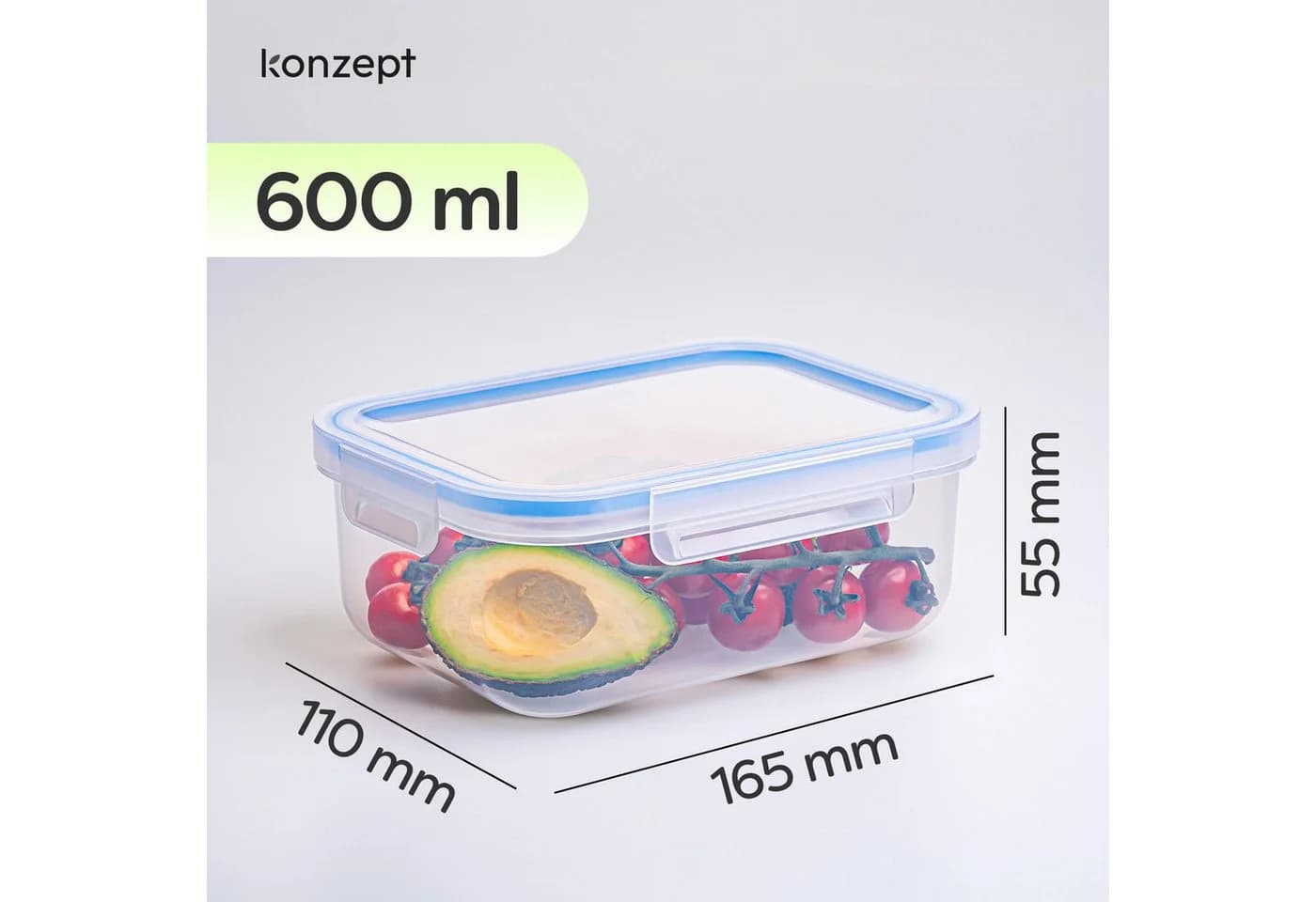 KONZEPT Frischhaltedose 600ml 6-tlg. Transparent BPA-frei Stapelbar - Bild 3