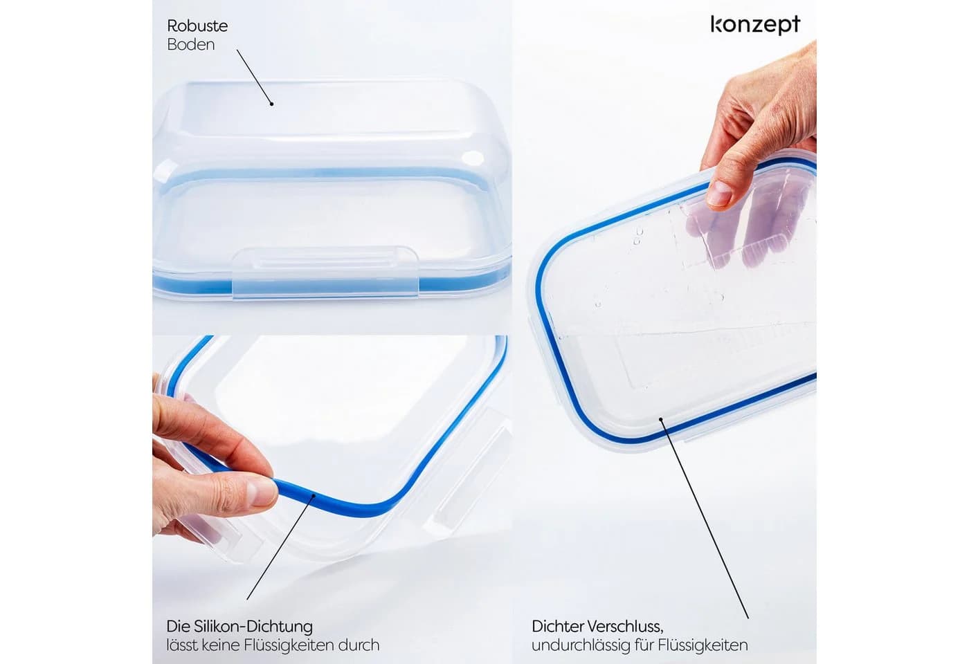 KONZEPT Frischhaltedose 600ml 6-tlg. Transparent BPA-frei Stapelbar - Bild 5
