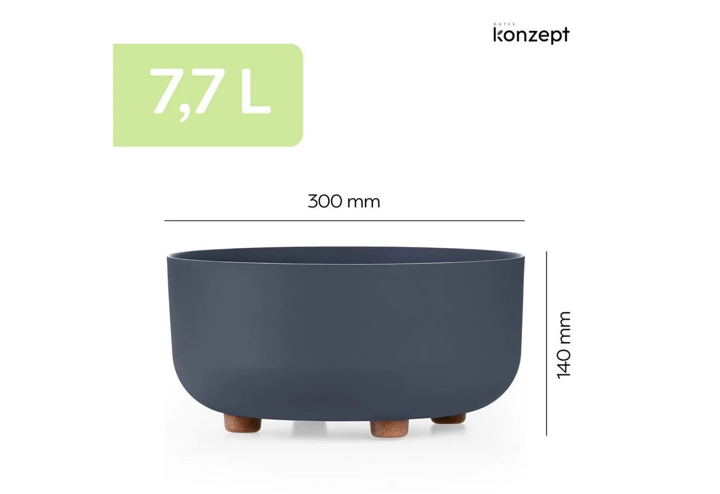 KONZEPT Blumentopf mit Füßen Ø 30 cm Schwarz - Bild 3
