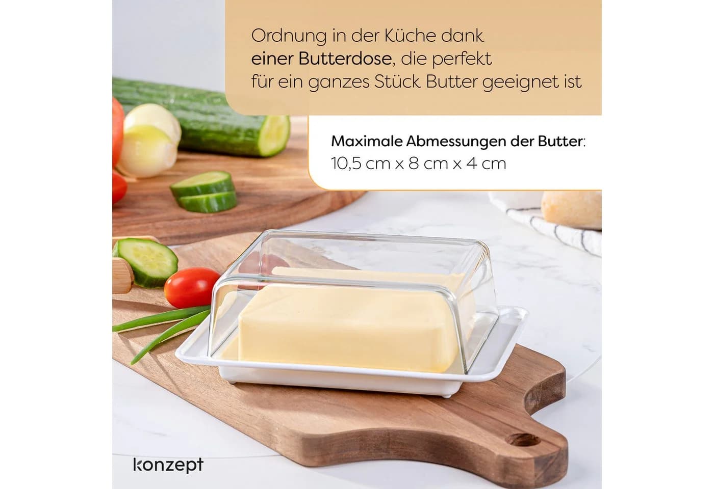 KONZEPT Butterdose 250g Transparent Weiß