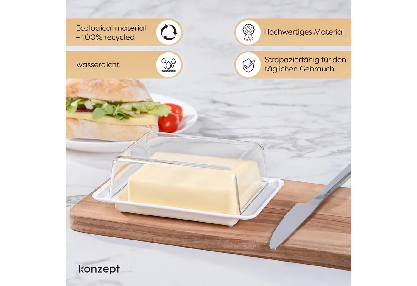 KONZEPT Butterdose 250g Transparent Weiß - Bild 5