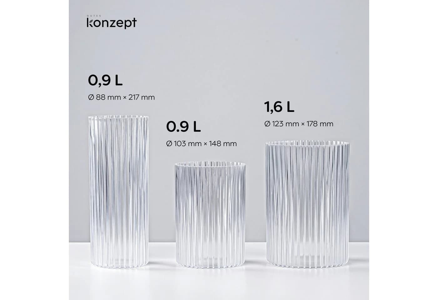 KONZEPT Dekovase 3er Set Kunststoff Stapelbar Transparent - Bild 3