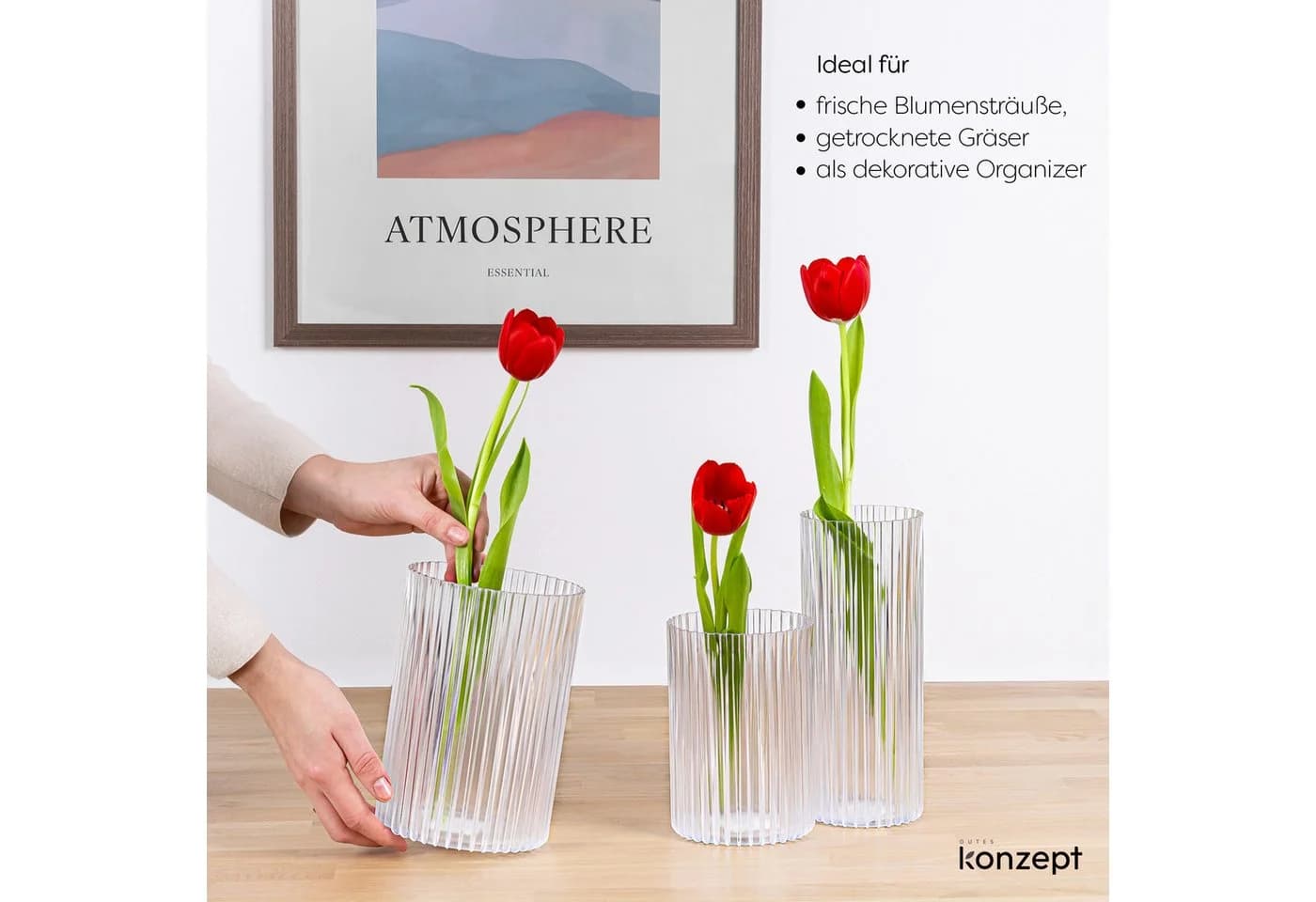 KONZEPT Dekovase 3er Set Kunststoff Stapelbar Transparent - Bild 4