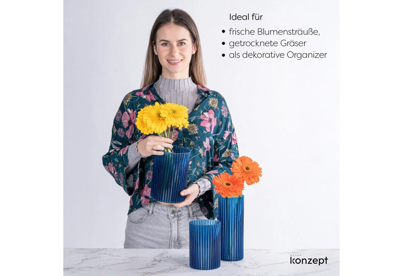 KONZEPT Dekovase 3er-Set Kunststoff Stapelbar UV-beständig - Bild 5