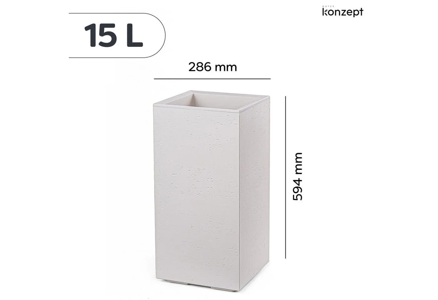 KONZEPT Pflanzkübel hoch Beton-Optik mit Rollen und Drainage - Bild 3
