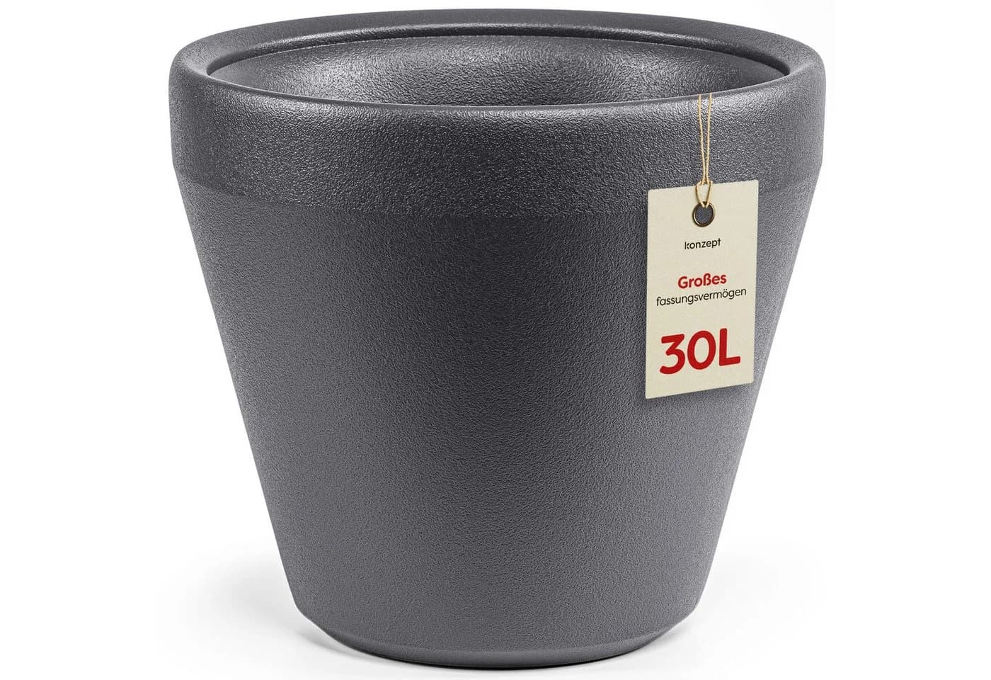 KONZEPT Übertopf 40 cm Grau Kunststoff Ton-Optik - Bild 2