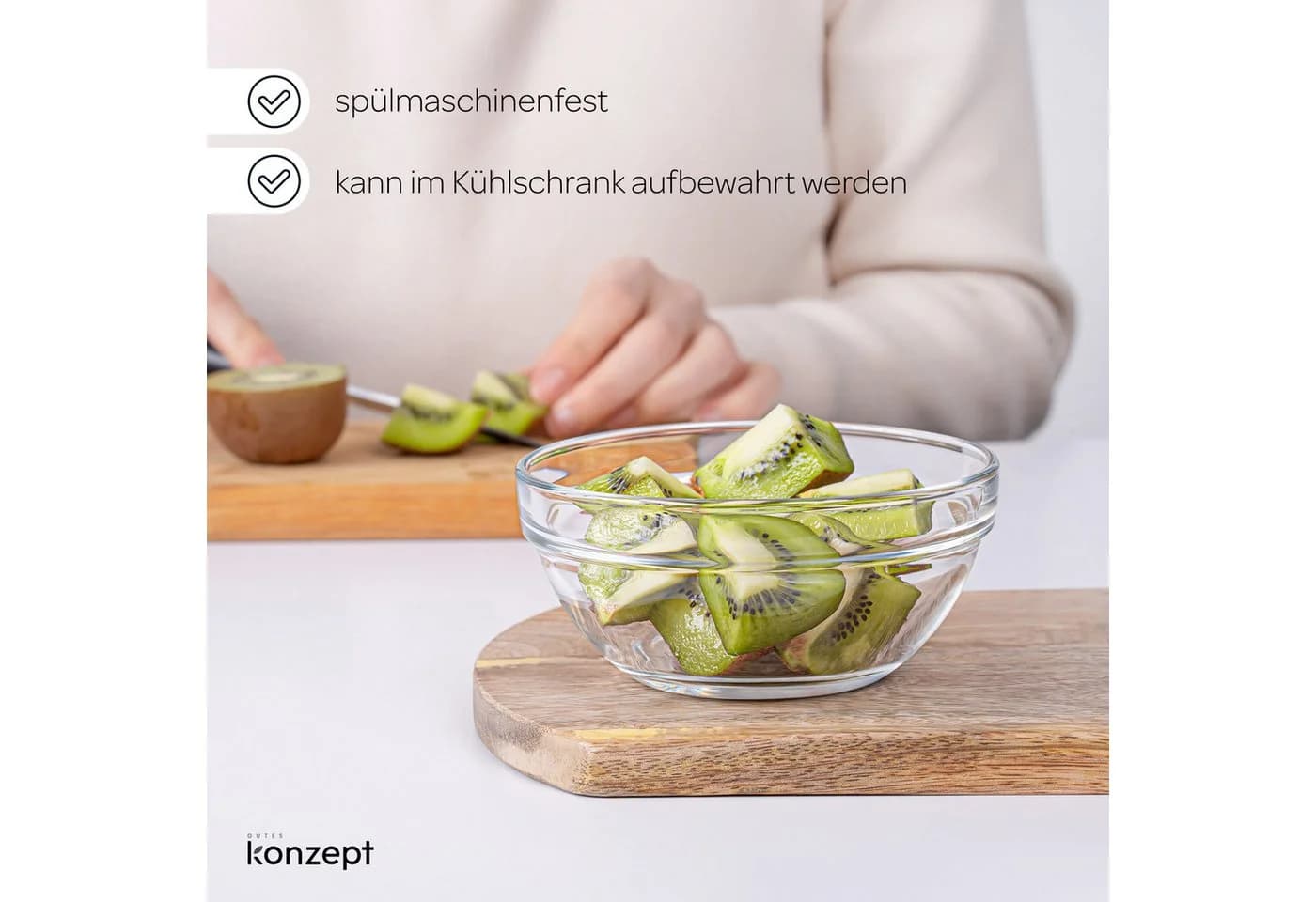KONZEPT Salatschüssel Set Glas 12-tlg. Stapelbar Transparent