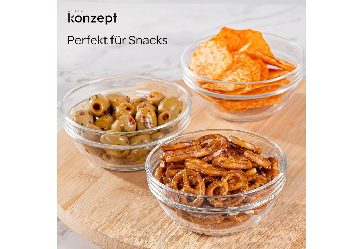 KONZEPT Salatschüssel Set Glas 12-tlg. Stapelbar Transparent - Bild 4