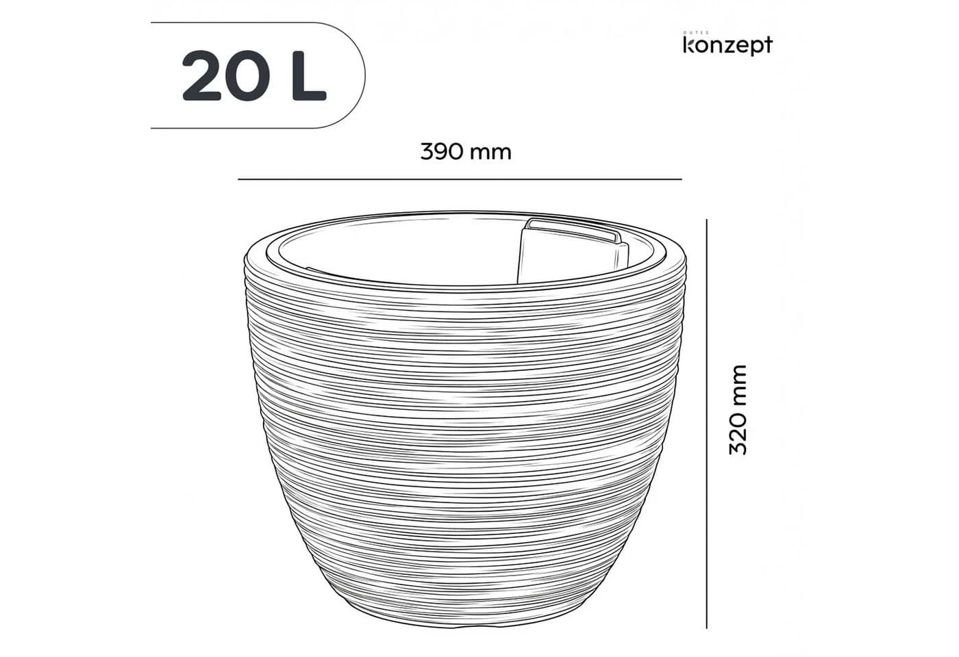 KONZEPT Blumentopf 39 cm Weiß Kunststoff mit Einsatz - Bild 3