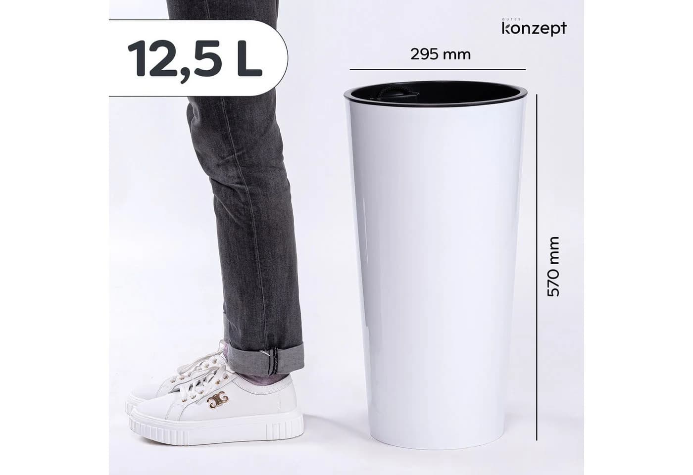 KONZEPT Blumentopf hoch 57 cm Weiß mit Einsatz - Bild 3