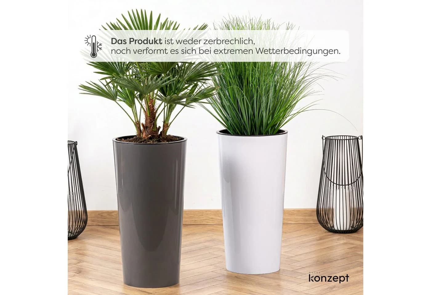 KONZEPT Blumentopf hoch 57 cm Weiß mit Einsatz - Bild 4