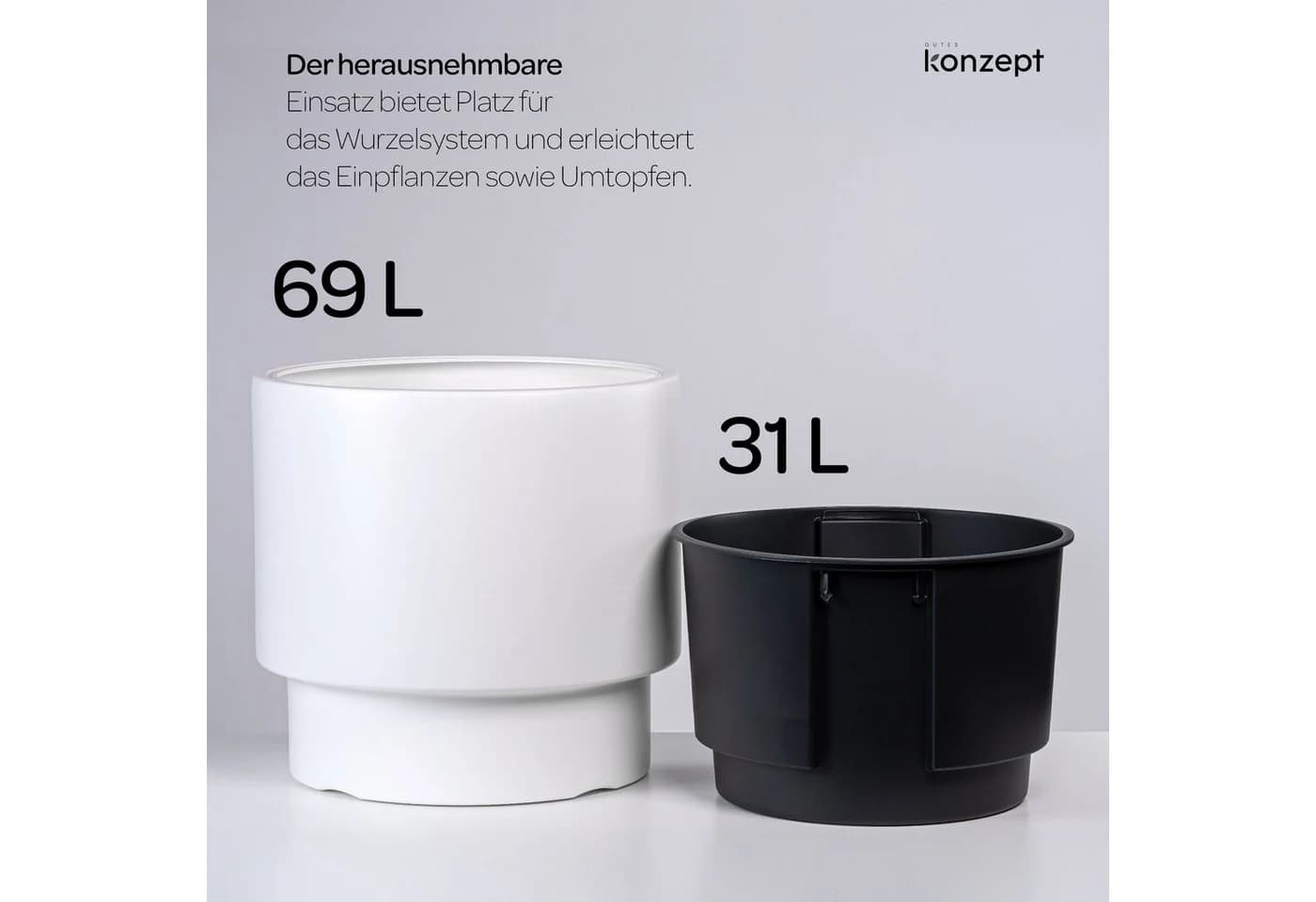 KONZEPT Pflanzkübel Weiß Kunststoff mit Einsatz - Bild 5