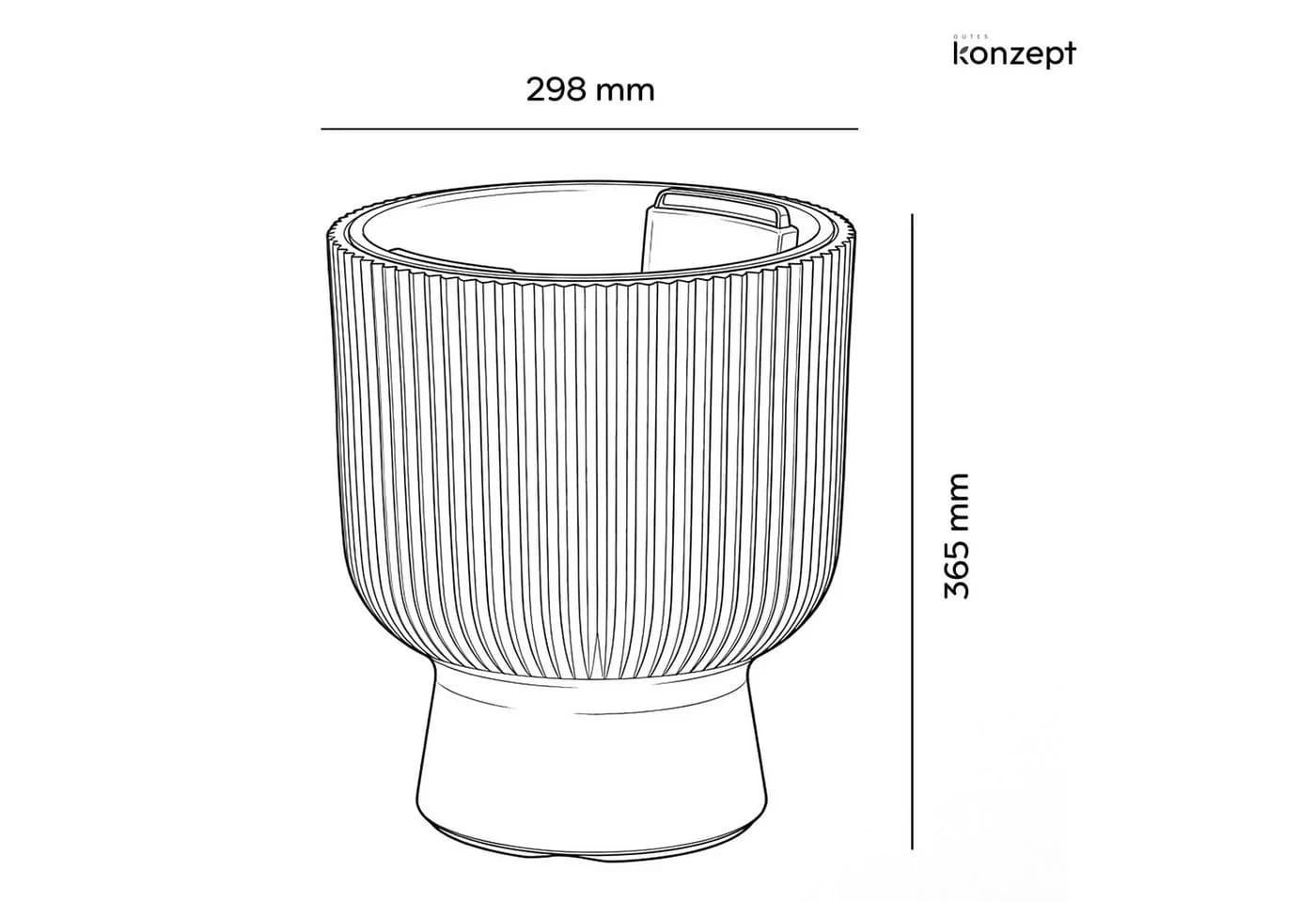 KONZEPT Blumentopf mit Einsatz, weiß, 30 cm, 18L, Rippen-Optik - Bild 3