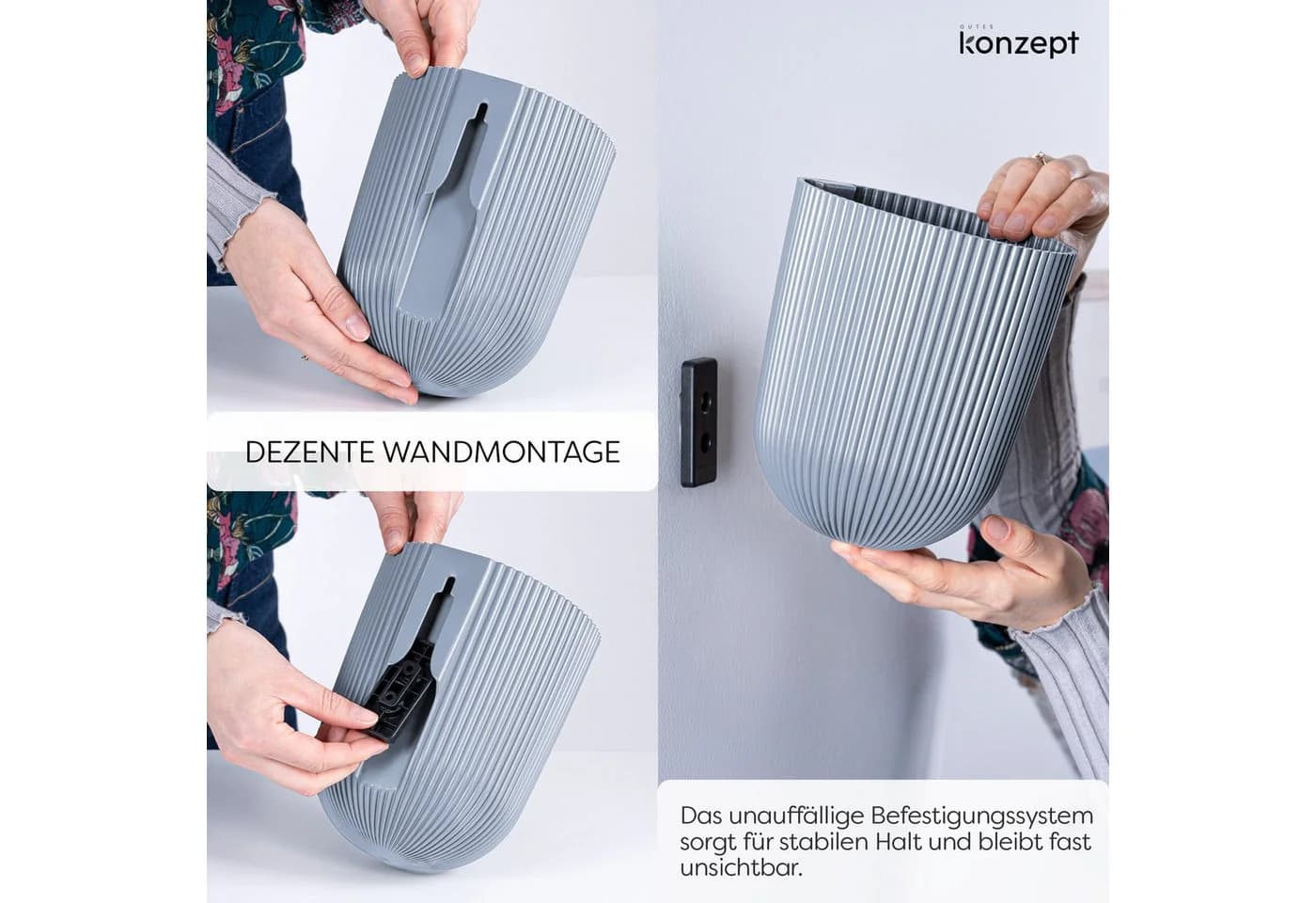 KONZEPT Blumentopf Grau Wandbefestigung 2,1 L - Bild 5
