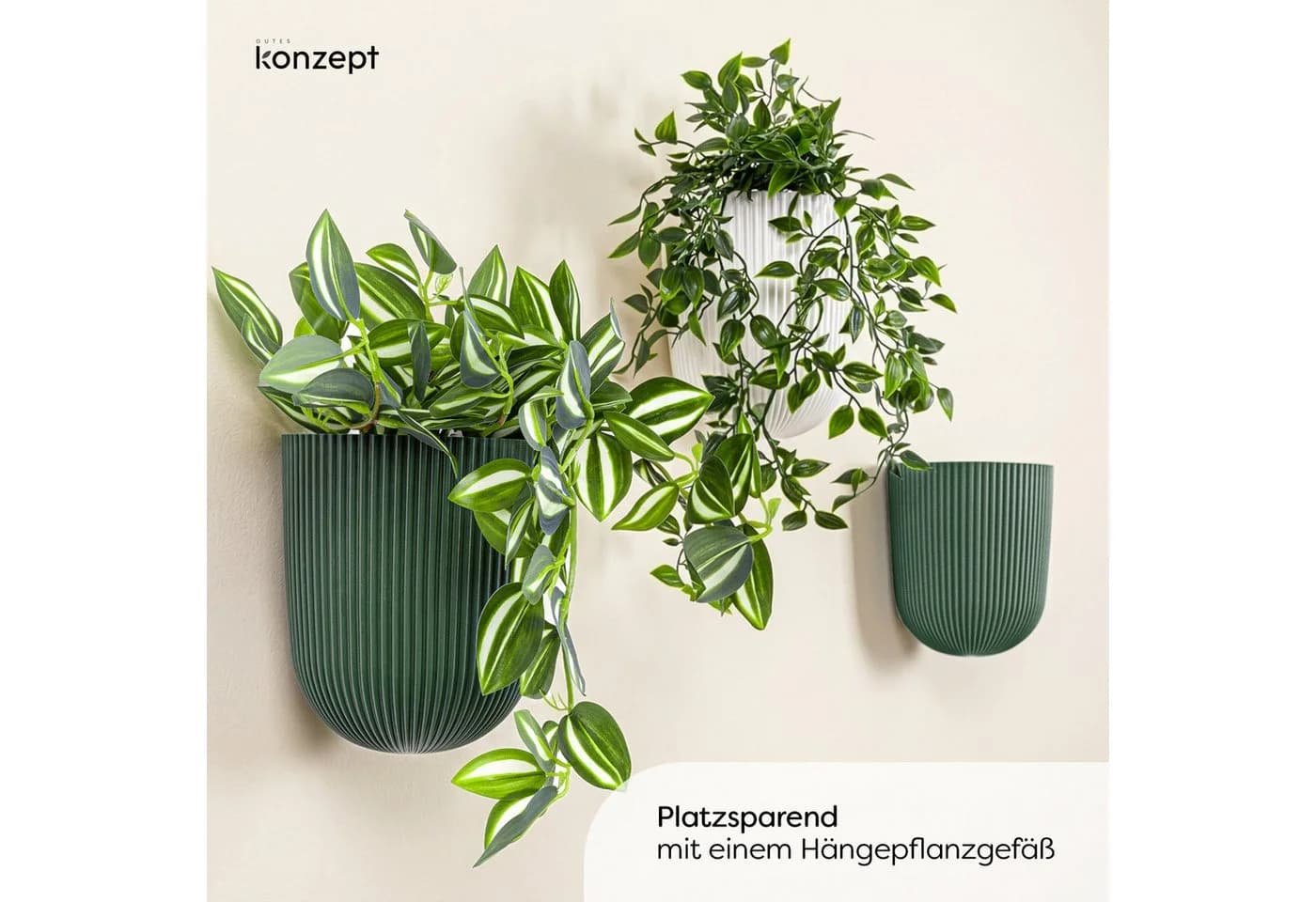 KONZEPT Blumentopf mit Wandbefestigung Grün Kunststoff