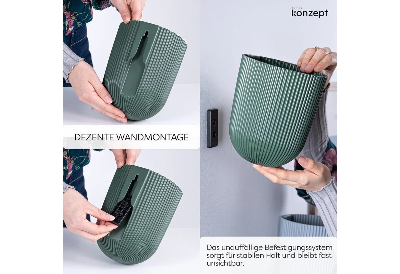 KONZEPT Blumentopf mit Wandbefestigung Grün Kunststoff - Bild 5
