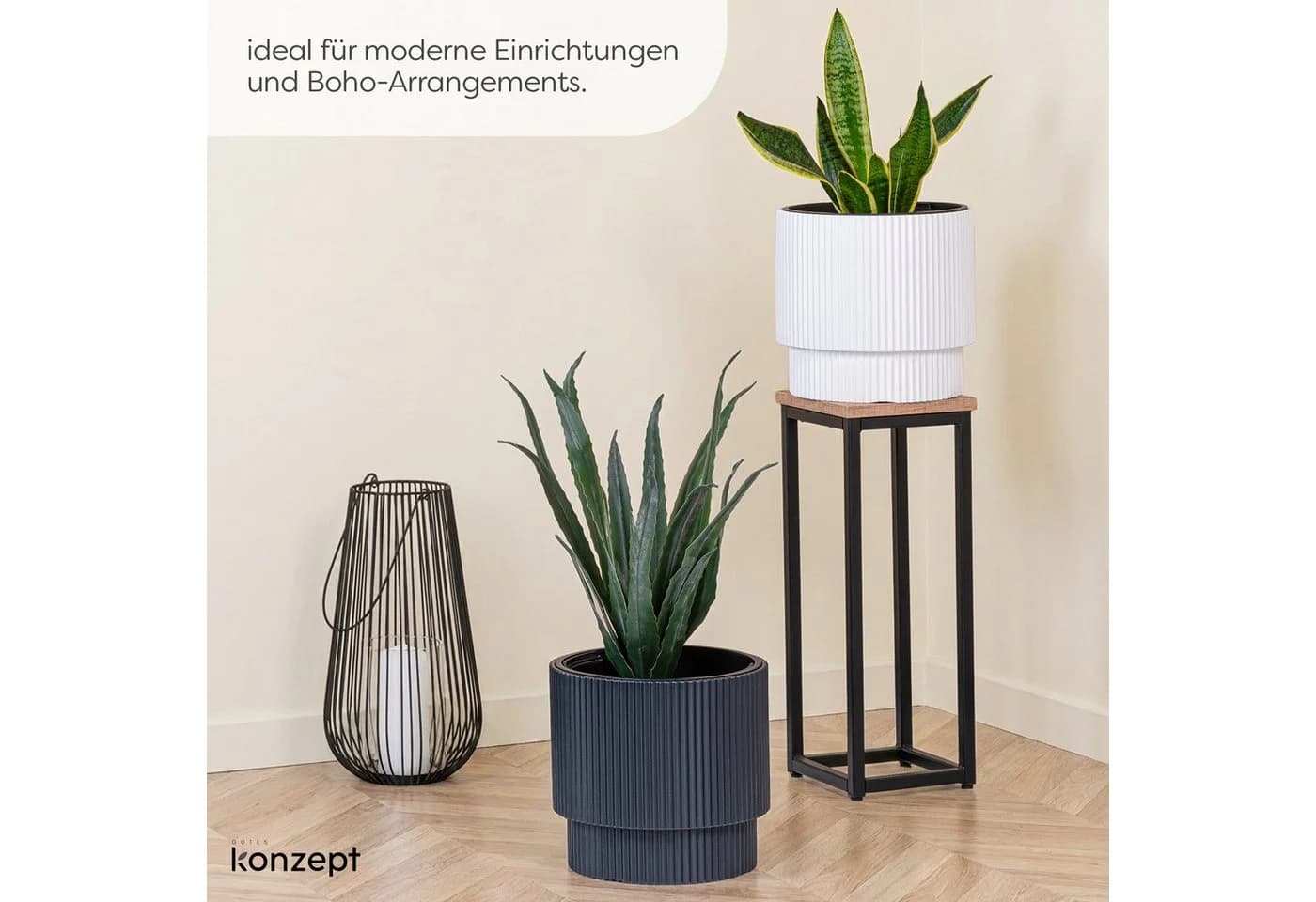 KONZEPT Blumentopf Kunststoff 30cm Weiß mit Einsatz - Bild 5