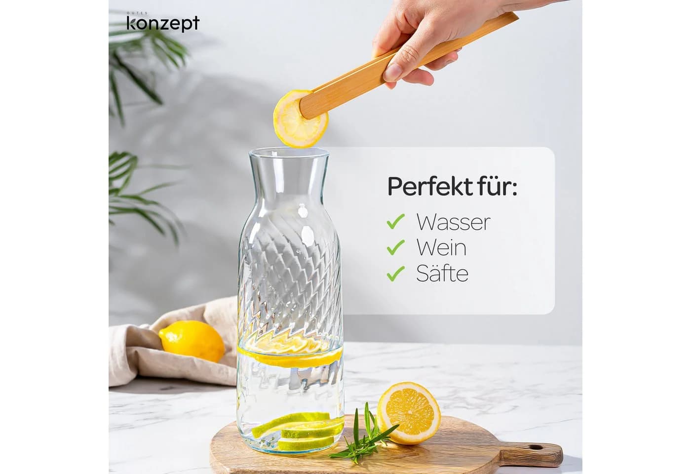 KONZEPT Glaskaraffe mit Silikondeckel Transparent - Bild 5