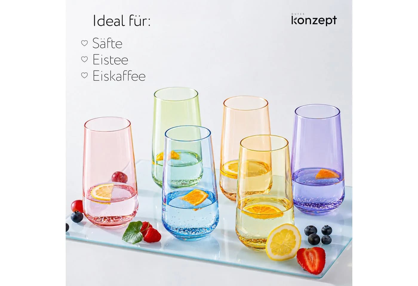 KONZEPT Gläser-Set 6-teilig Bunt aus Glas