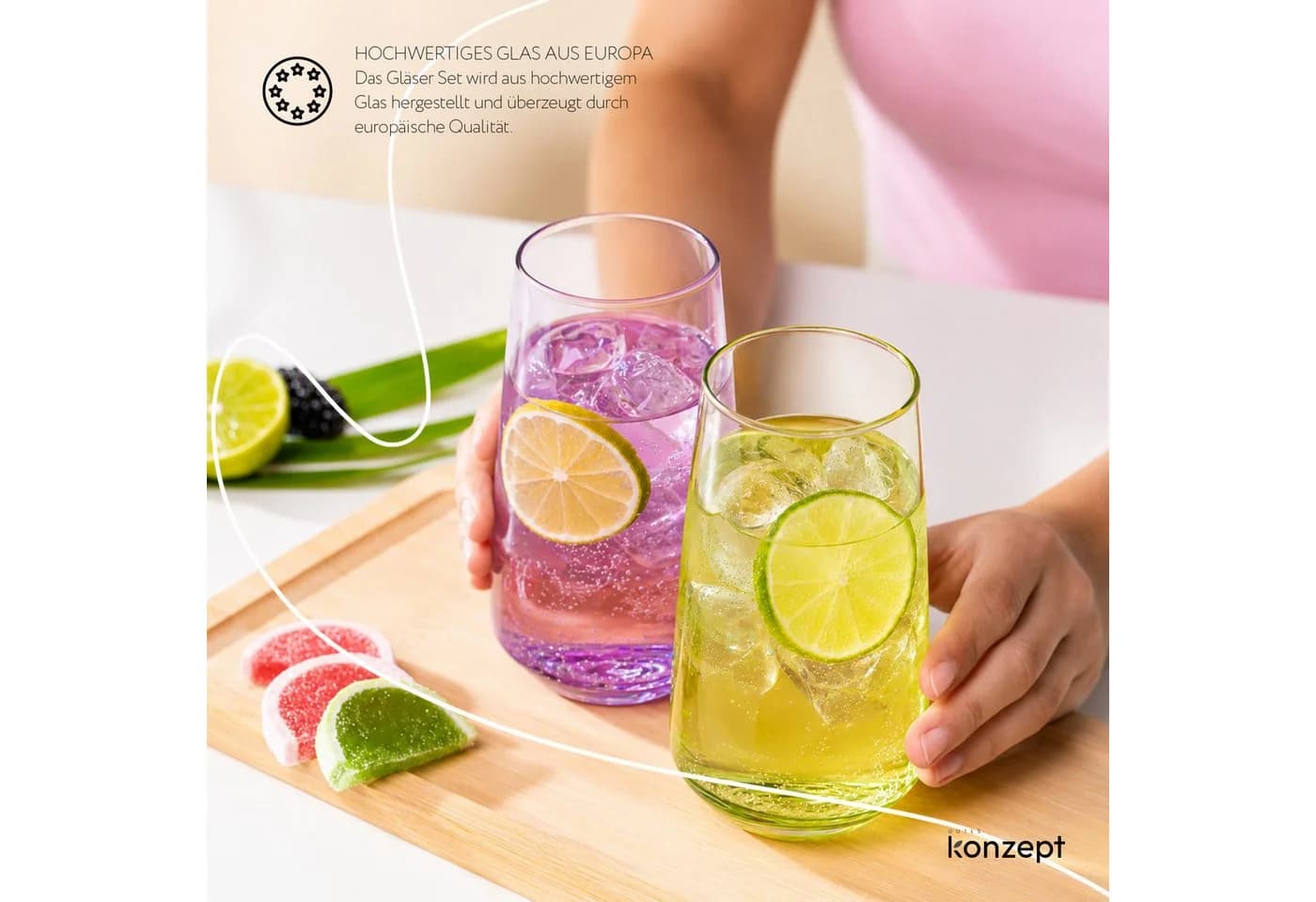 KONZEPT Gläser-Set 6-teilig Bunt aus Glas - Bild 4