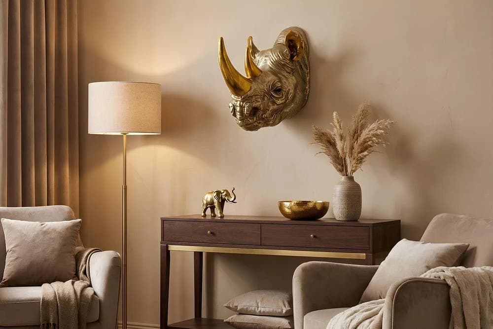 riess-ambiente Wanddekoobjekt RHINO 40cm Gold Nashorn-Skulptur - Bild 2
