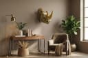 riess-ambiente Wanddekoobjekt RHINO 40cm Gold Nashorn-Skulptur Bild 3