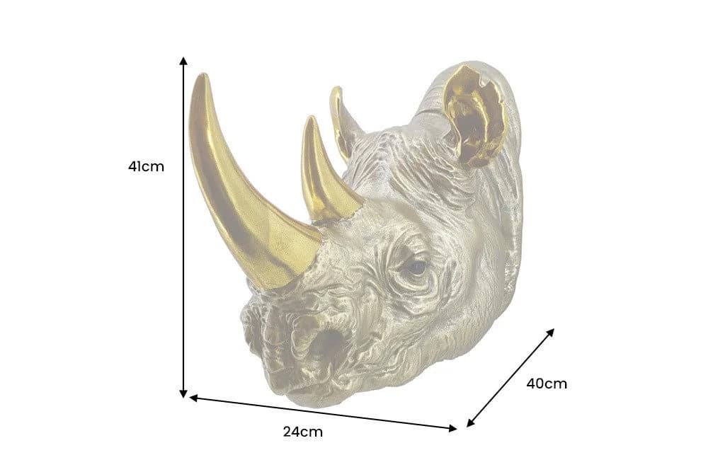 riess-ambiente Wanddekoobjekt RHINO 40cm Gold Nashorn-Skulptur - Bild 4