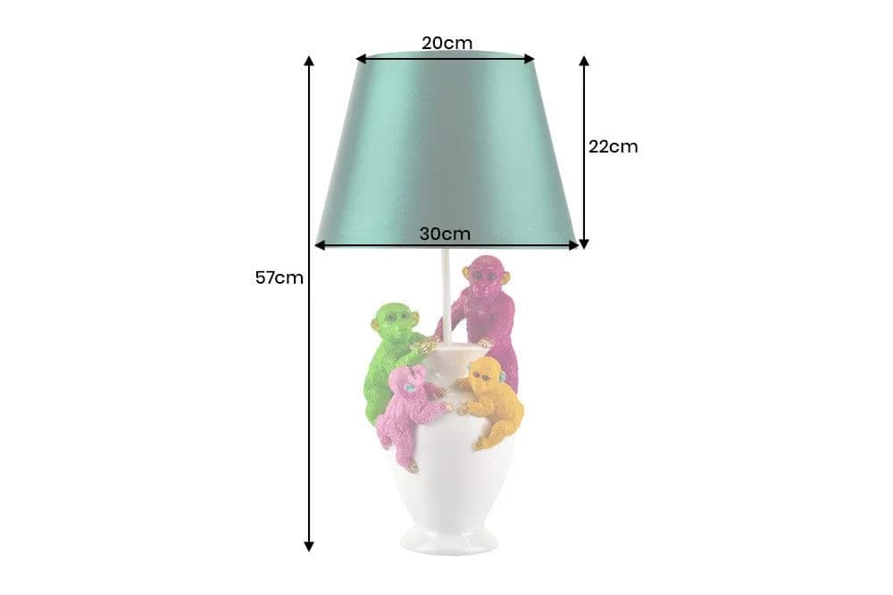 riess-ambiente Tischleuchte MONKEY 60cm Stoffschirm Affen Skulpturen - Bild 3