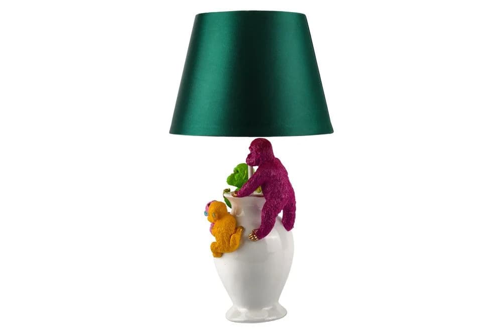 riess-ambiente Tischleuchte MONKEY 60cm Stoffschirm Affen Skulpturen - Bild 5