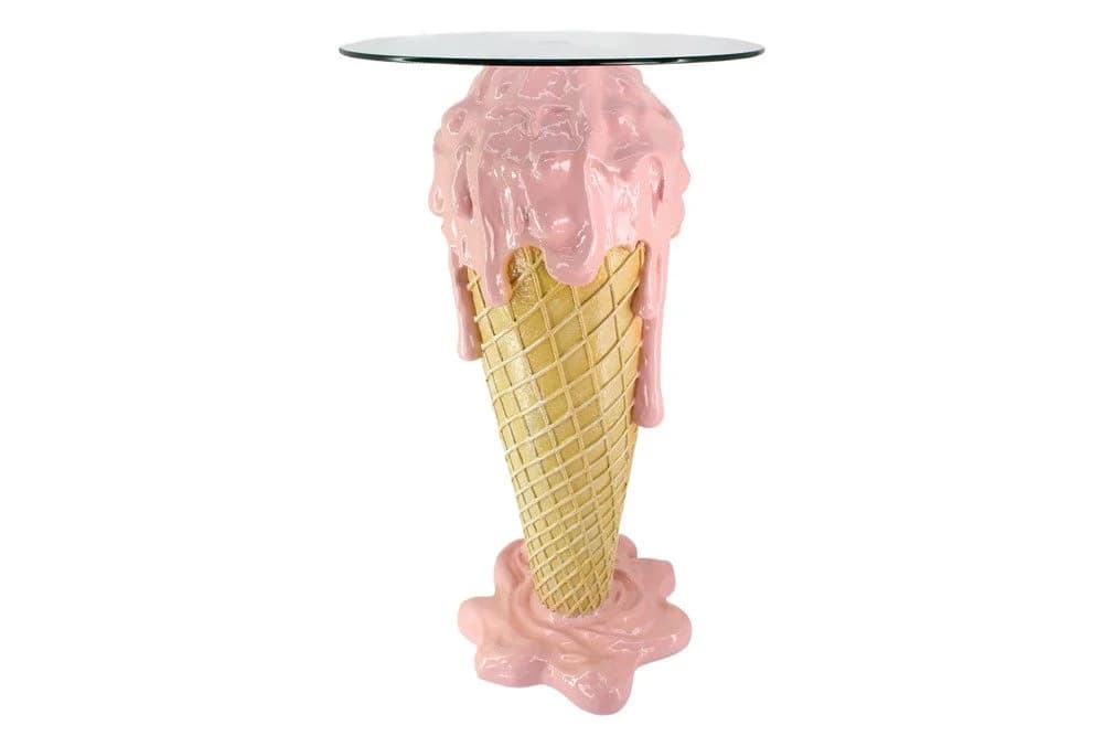 riess-ambiente Bistrotisch ICE CREAM 105cm rosa/beige Glas Eiswaffel