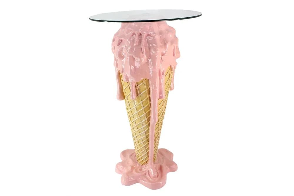 riess-ambiente Bistrotisch ICE CREAM 105cm rosa/beige Glas Eiswaffel - Bild 4