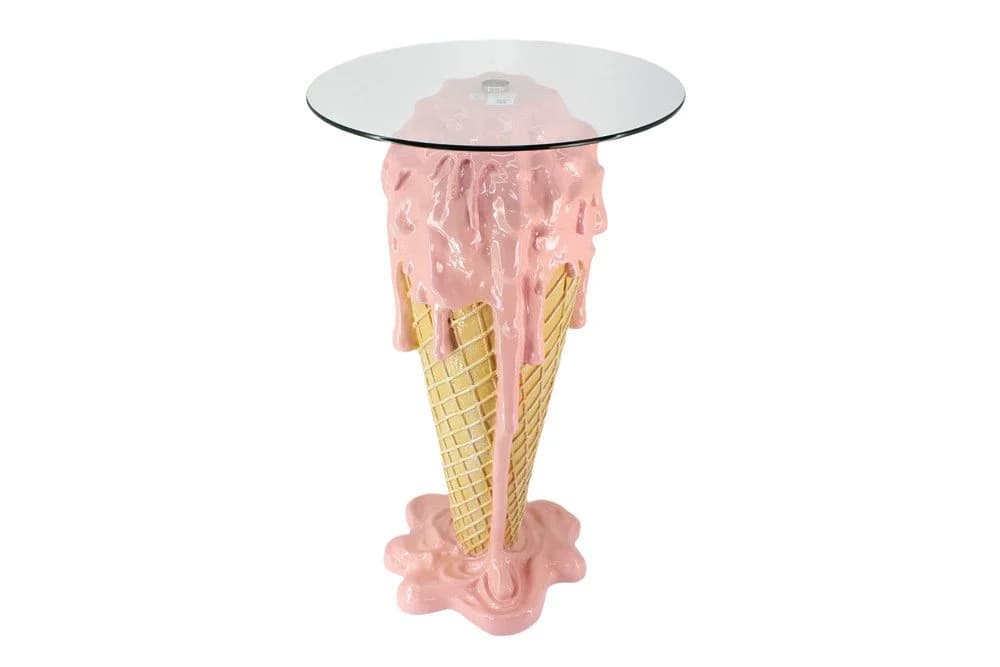 riess-ambiente Bistrotisch ICE CREAM 105cm rosa/beige Glas Eiswaffel - Bild 5