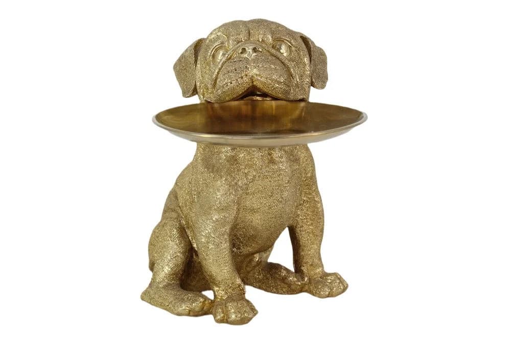 riess-ambiente Bulldogge 35cm Gold Spardose mit Ablageplatte