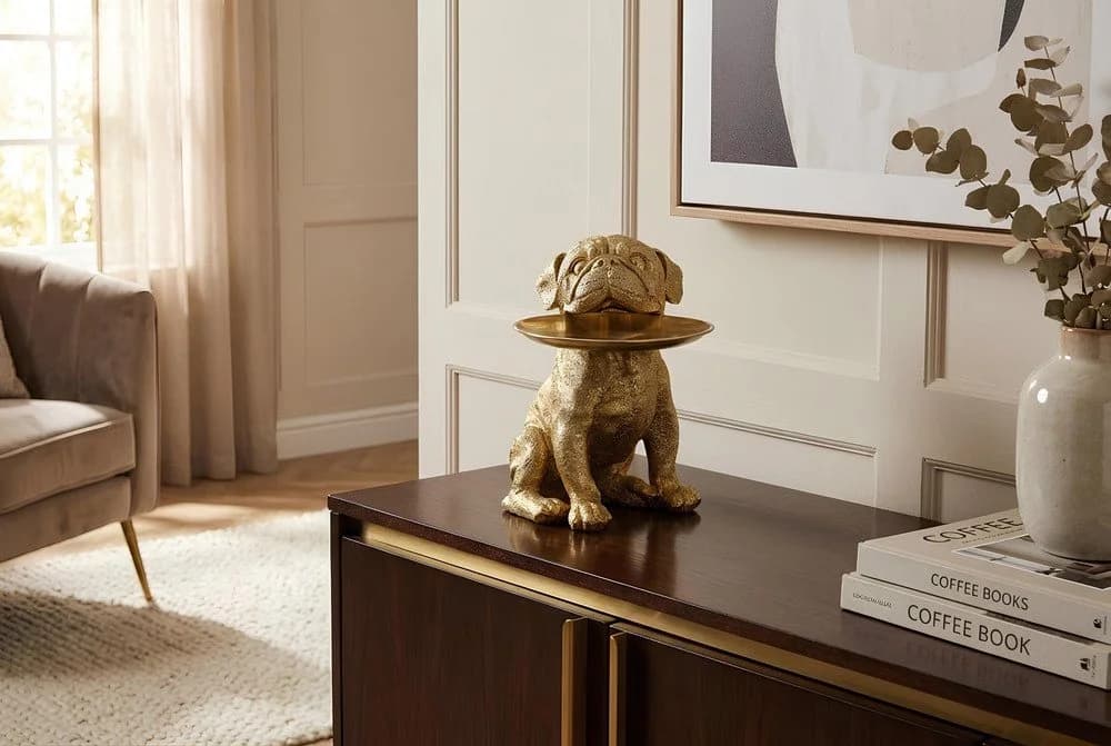 riess-ambiente Bulldogge 35cm Gold Spardose mit Ablageplatte - Bild 2