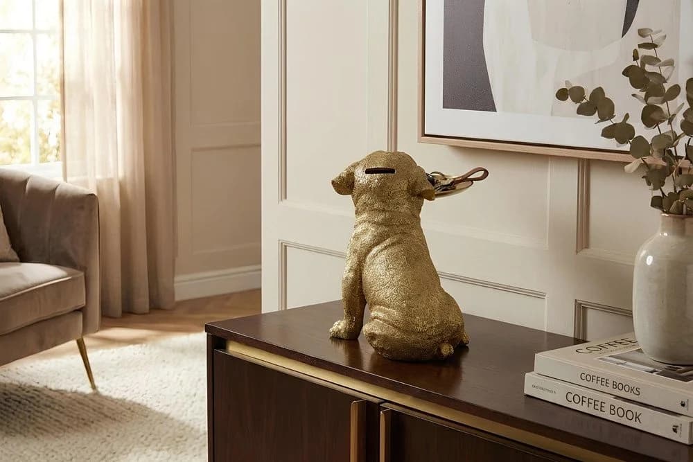 riess-ambiente Bulldogge 35cm Gold Spardose mit Ablageplatte - Bild 3