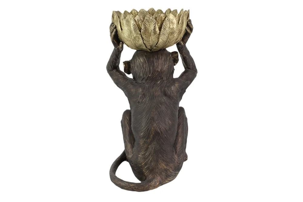 riess-ambiente Tierfigur MONKEY 50cm schwarz/gold - Affe mit Schale - Bild 5