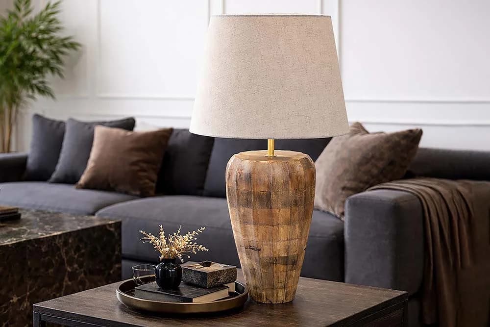 riess-ambiente Tischleuchte PURE NATURE 65cm Massivholz Stoffschirm - Bild 2