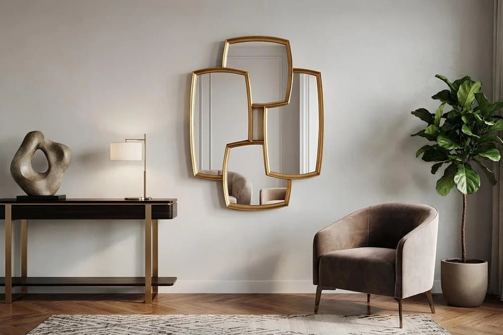 riess-ambiente Wandspiegel QUADRA 90cm Gold Mehrfachoptik - Bild 2